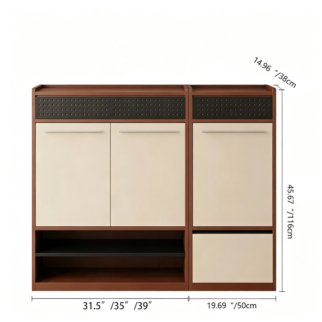 Modern Wooden Entryway Shoe Storage Cabinet With Magnetic Back Panel #size | homeyfad