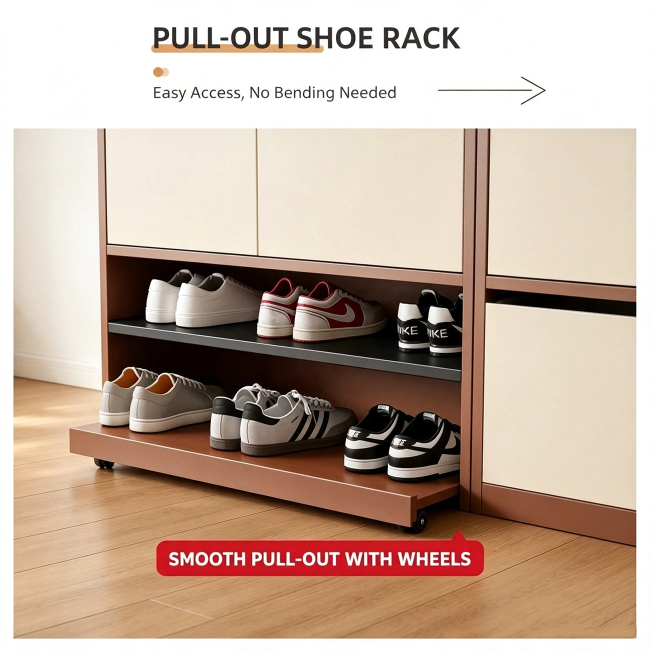 Modern Wooden Entryway Shoe Storage Cabinet With Magnetic Back Panel Image - 6 | homeyfad