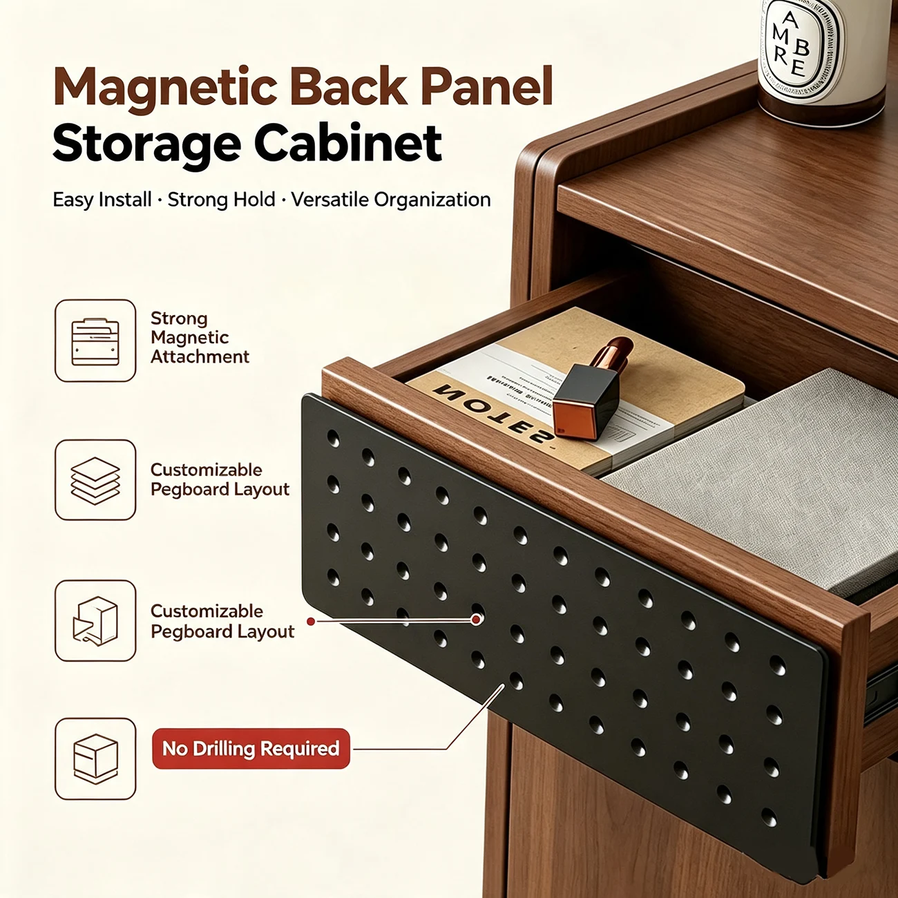 Modern Wooden Entryway Shoe Storage Cabinet With Magnetic Back Panel Image - 5 | homeyfad