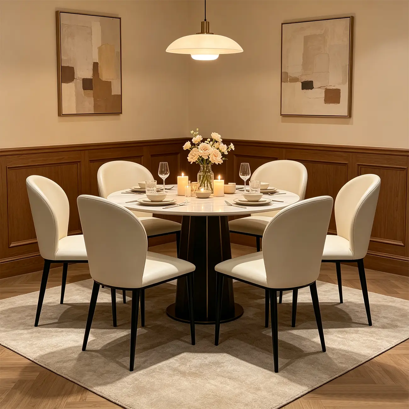 Modern Faux Leather Upholstered Curved Back Dining Chairs Set of 2 Image - 2 | homeyfad