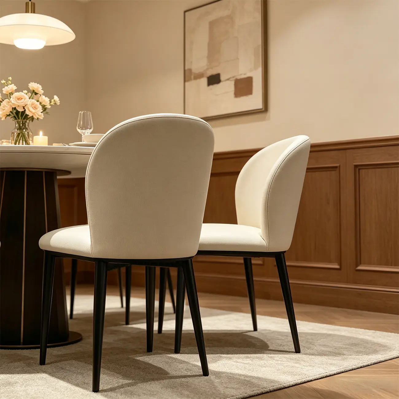 Modern Faux Leather Upholstered Curved Back Dining Chairs Set of 2 Image - 7 | homeyfad
