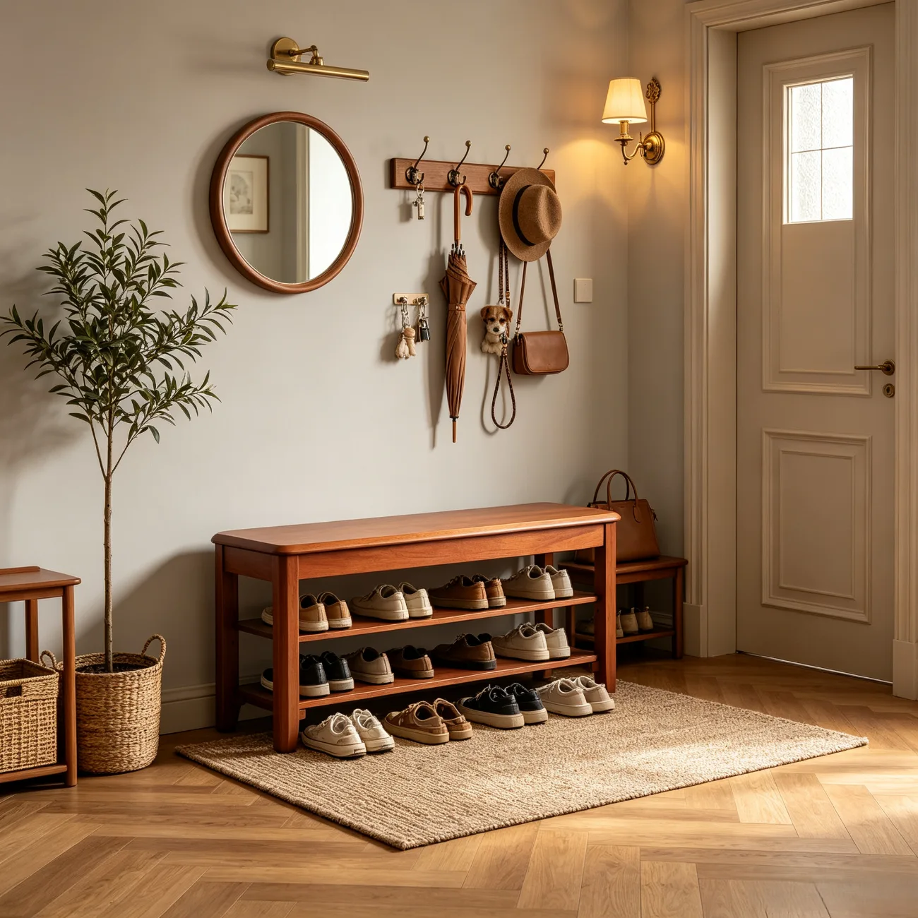 Minimalist Solid Wood Shoe Storage Rack for Entryway Image - 2 | homeyfad