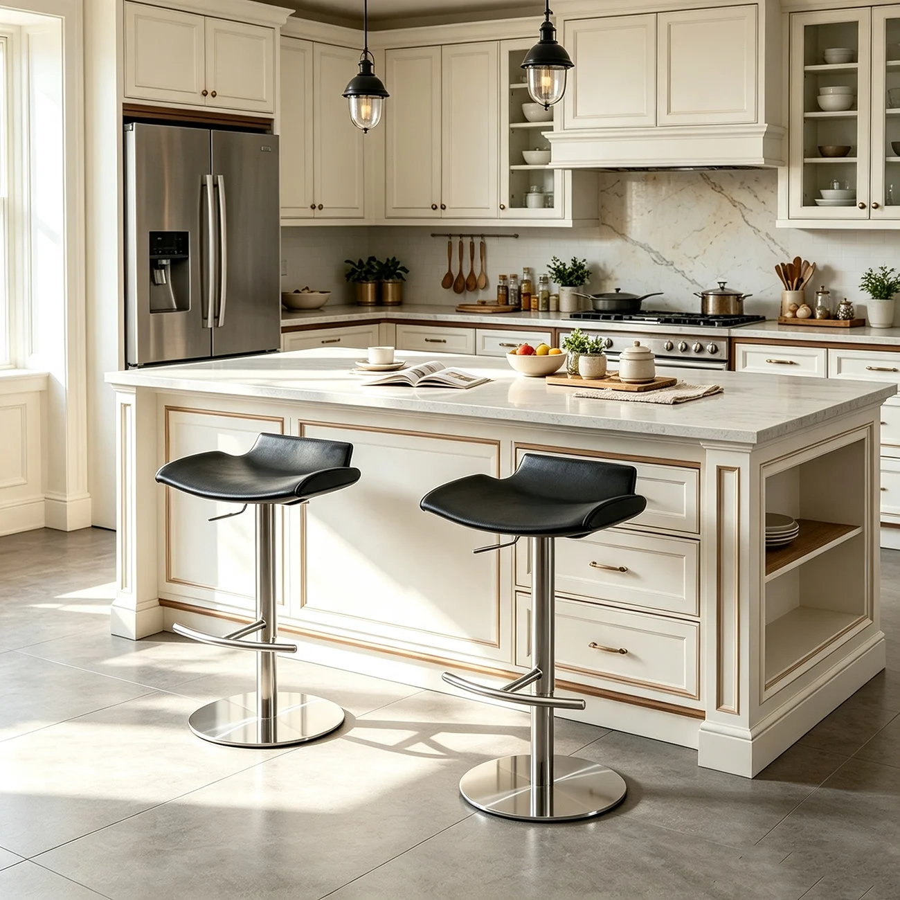 Modern Gray Swivel Metal Frame Adjustable Bar Height Stools Image - 8 | homeyfad
