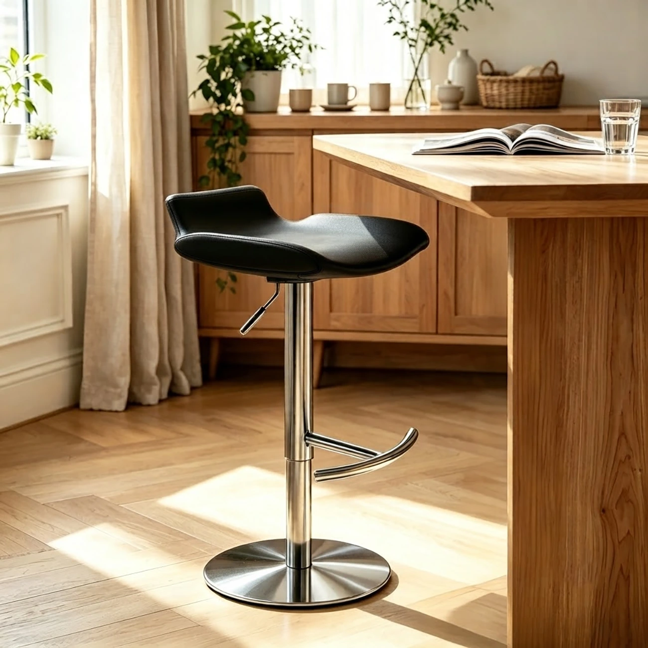 Modern Gray Swivel Metal Frame Adjustable Bar Height Stools Image - 11 | homeyfad
