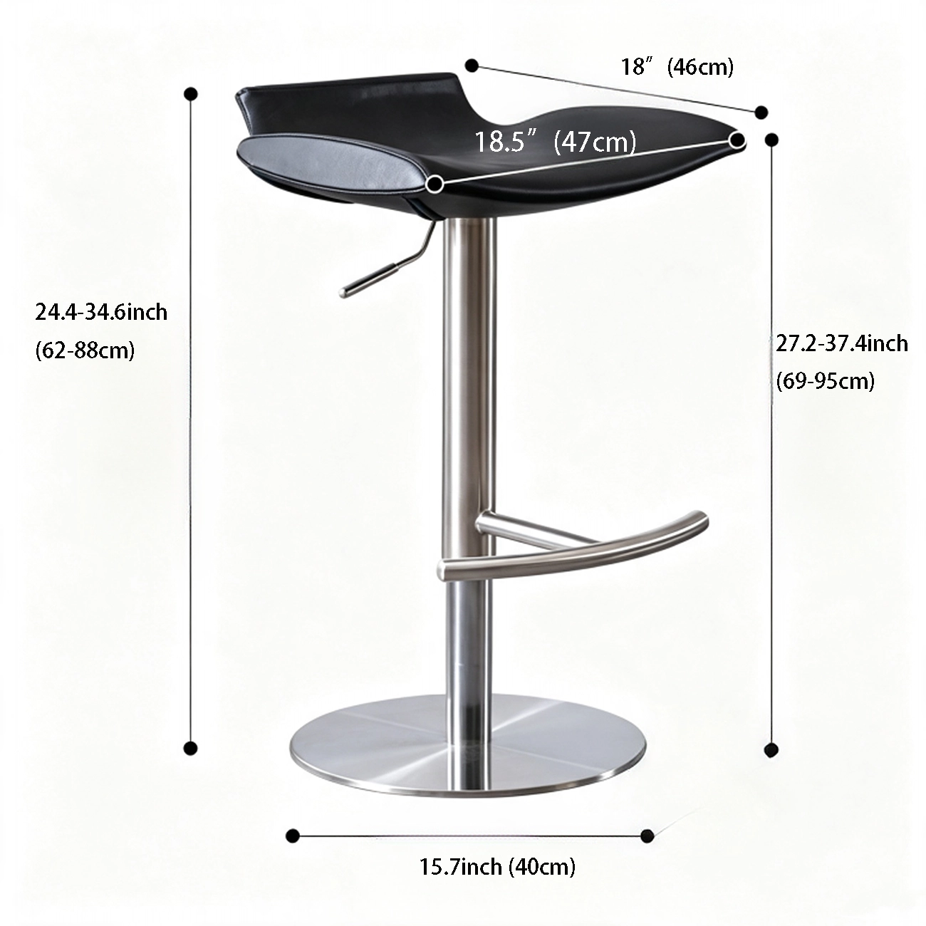 Modern Gray Swivel Metal Frame Adjustable Bar Height Stools #size | homeyfad
