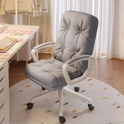 Modern White Fabric Ergonomic Adjustable Office Chair Image - 5