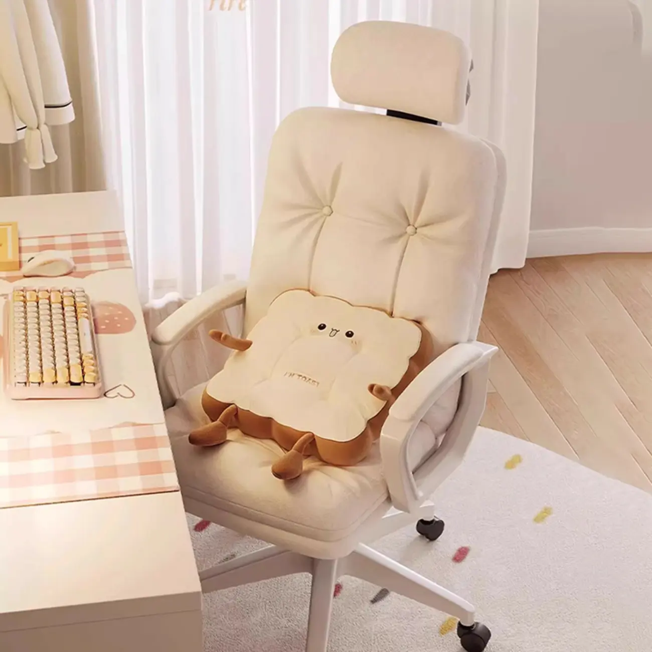 Modern White Fabric Ergonomic Adjustable Office Chair Image - 1 | homeyfad