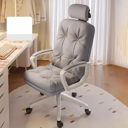 Modern White Fabric Ergonomic Adjustable Office Chair Image - 4