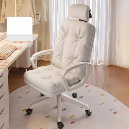 Modern White Fabric Ergonomic Adjustable Office Chair Image - 2