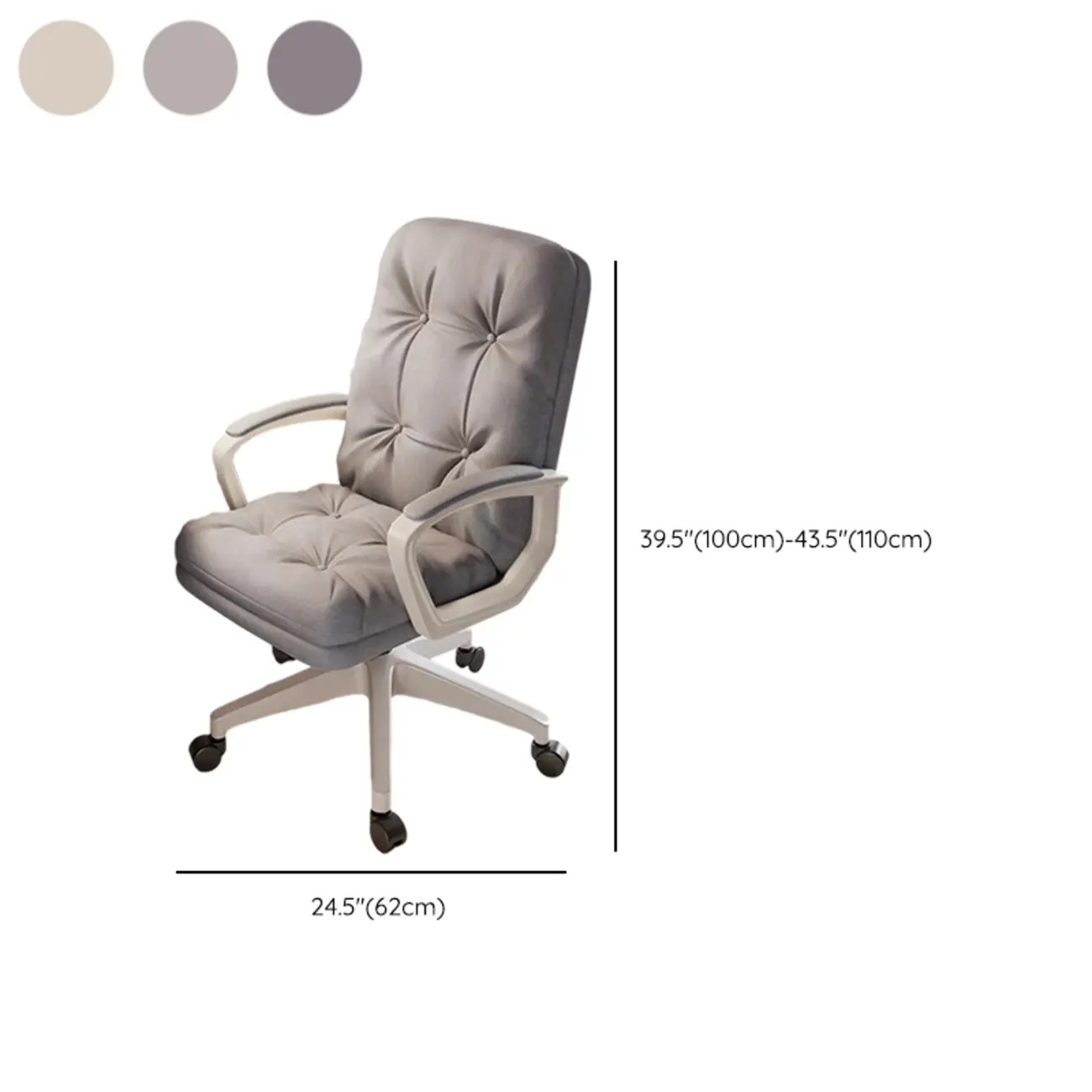 Modern White Fabric Ergonomic Adjustable Office Chair #size | homeyfad