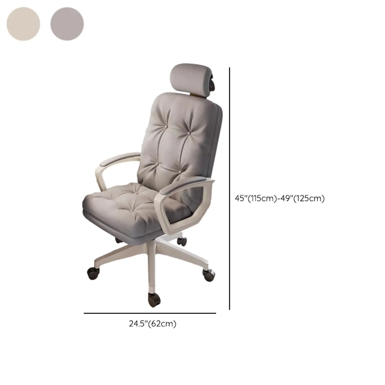 Modern White Fabric Ergonomic Adjustable Office Chair Image - 14 | homeyfad