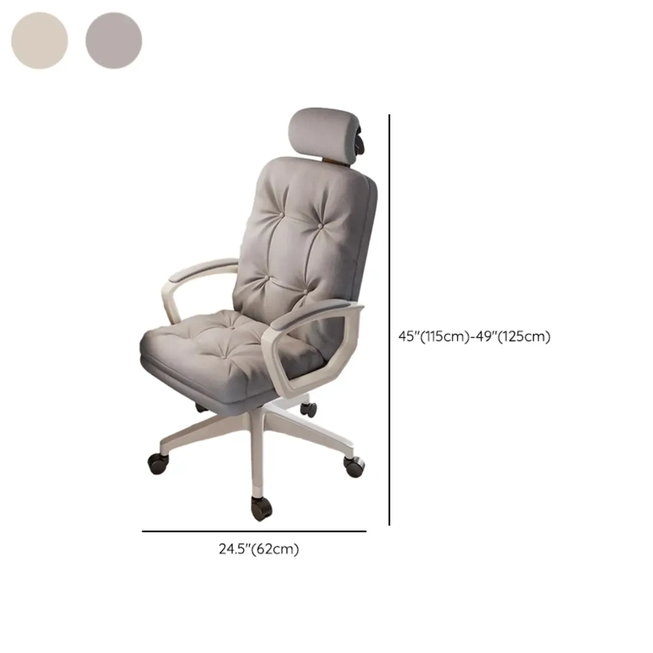 Modern White Fabric Ergonomic Adjustable Office Chair Image - 14
