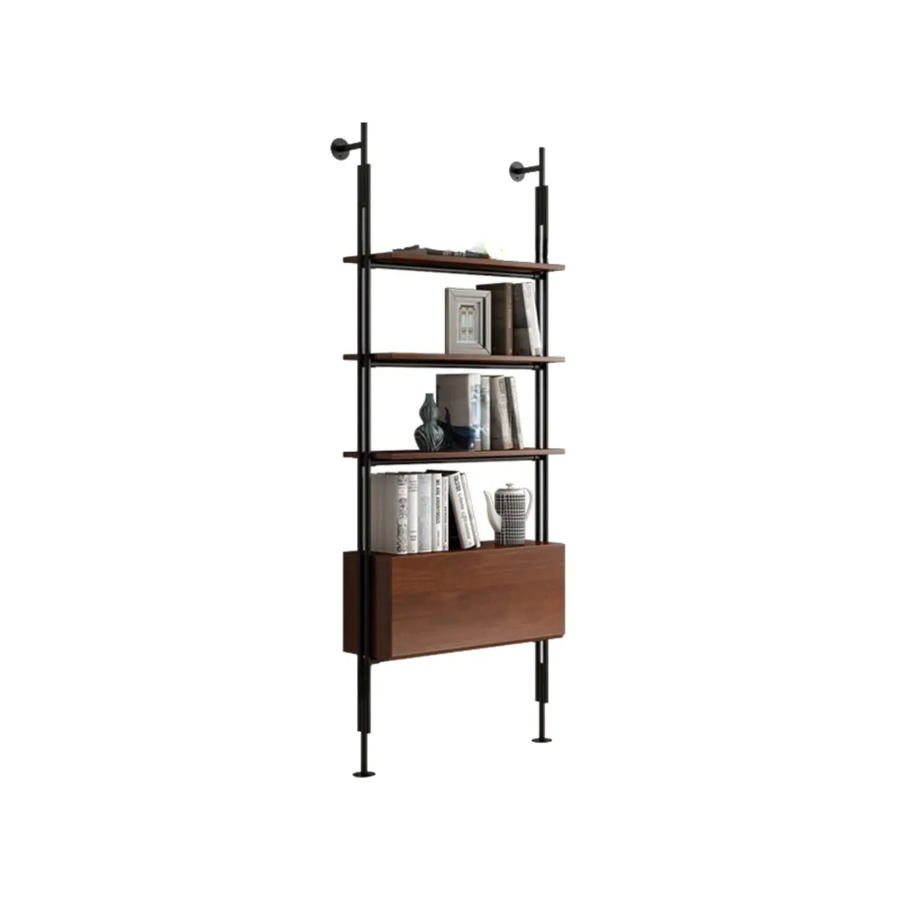 Tall Brown Open Back Metal Frame Etagere Bookcase Image - 3 | homeyfad