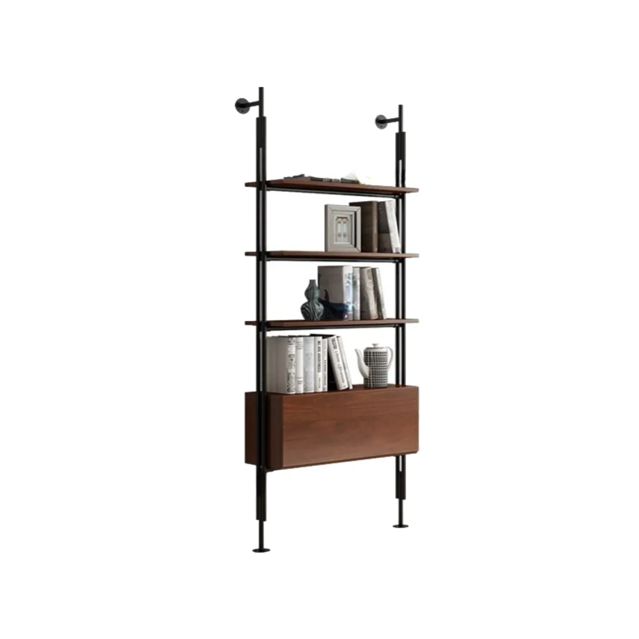 Tall Brown Open Back Metal Frame Etagere Bookcase Image - 4 | homeyfad
