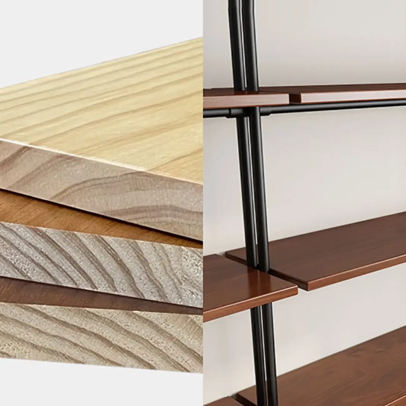 Tall Brown Open Back Metal Frame Etagere Bookcase Image - 12