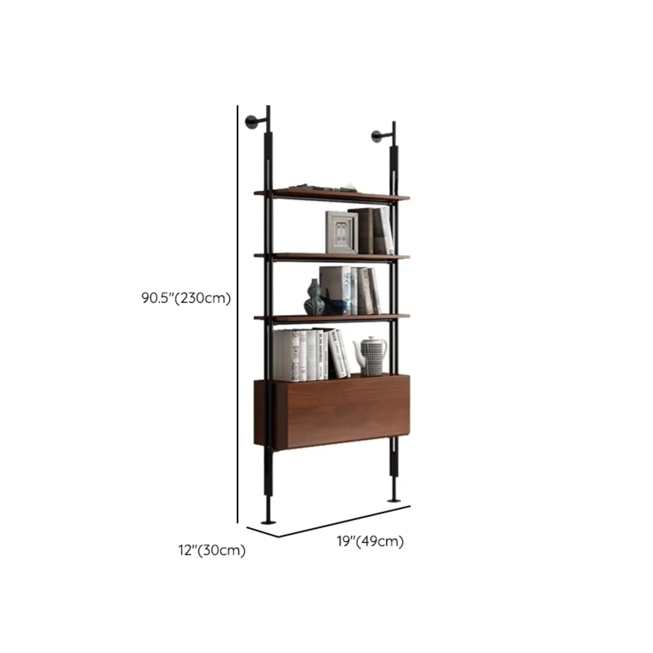 Tall Brown Open Back Metal Frame Etagere Bookcase #size | homeyfad