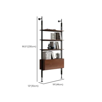 Tall Brown Open Back Metal Frame Etagere Bookcase #size