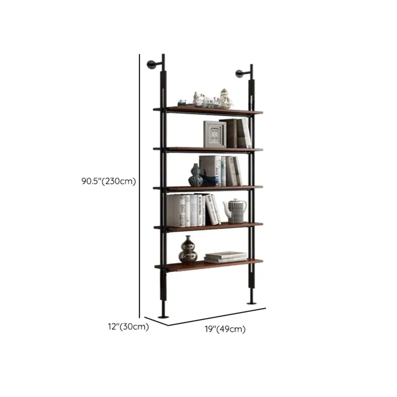 Tall Brown Open Back Metal Frame Etagere Bookcase Image - 20 | homeyfad