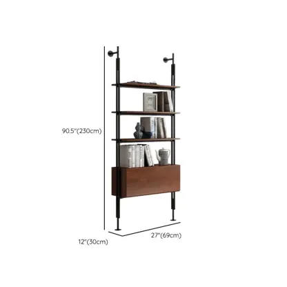 Tall Brown Open Back Metal Frame Etagere Bookcase Image - 21