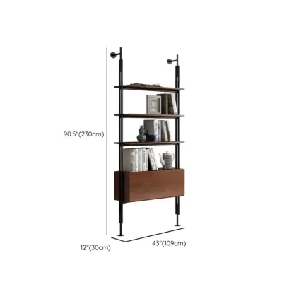 Tall Brown Open Back Metal Frame Etagere Bookcase Image - 25