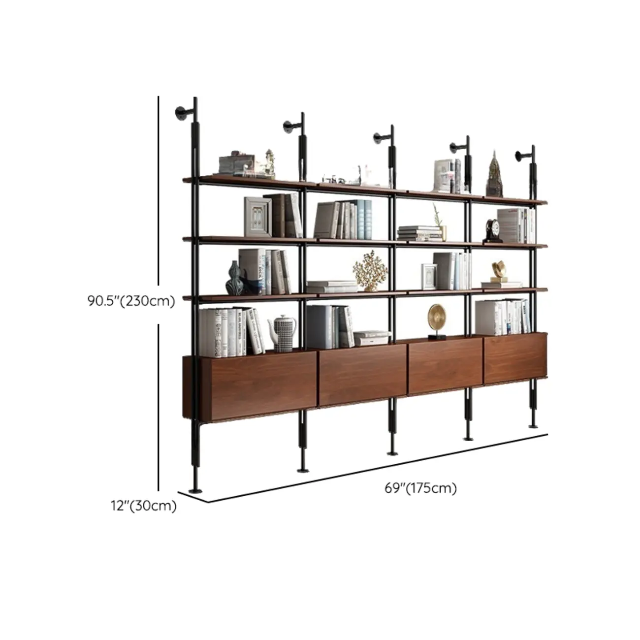 Tall Brown Open Back Metal Frame Etagere Bookcase Image - 33 | homeyfad