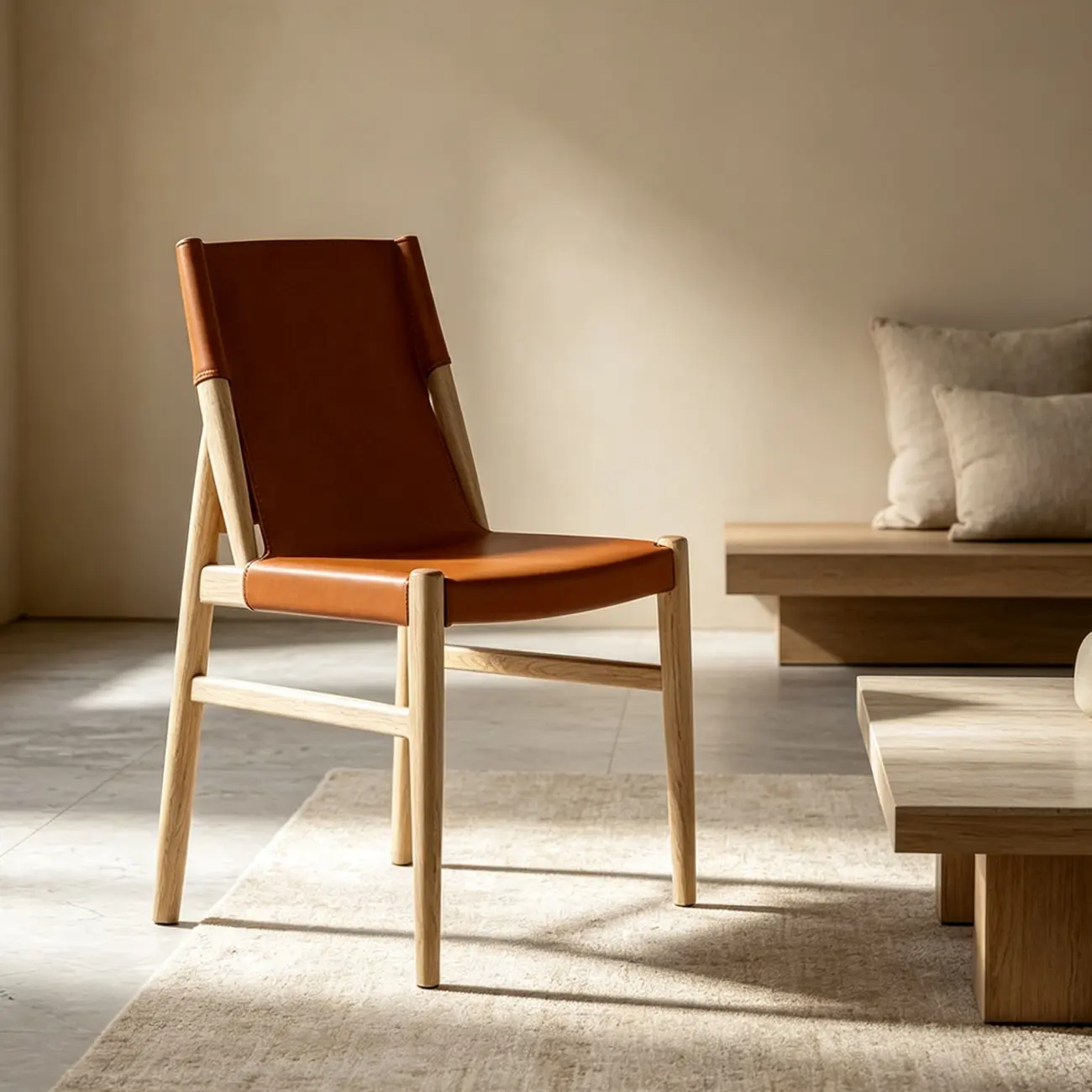 Scandinavian Saddle-style Faux Leather Solid Wood Dining Chairs Set Of 2 Image - 18 | homeyfad