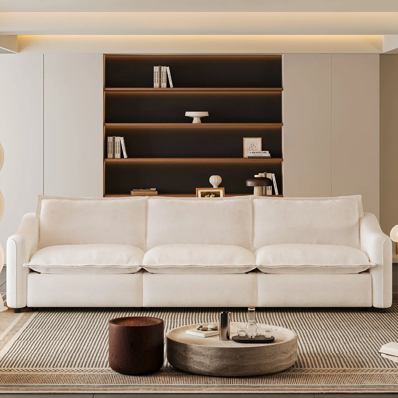 Beige Modern Living Room Power Reclining Sofa With Adjustable Footrest Image - 18 | homeyfad