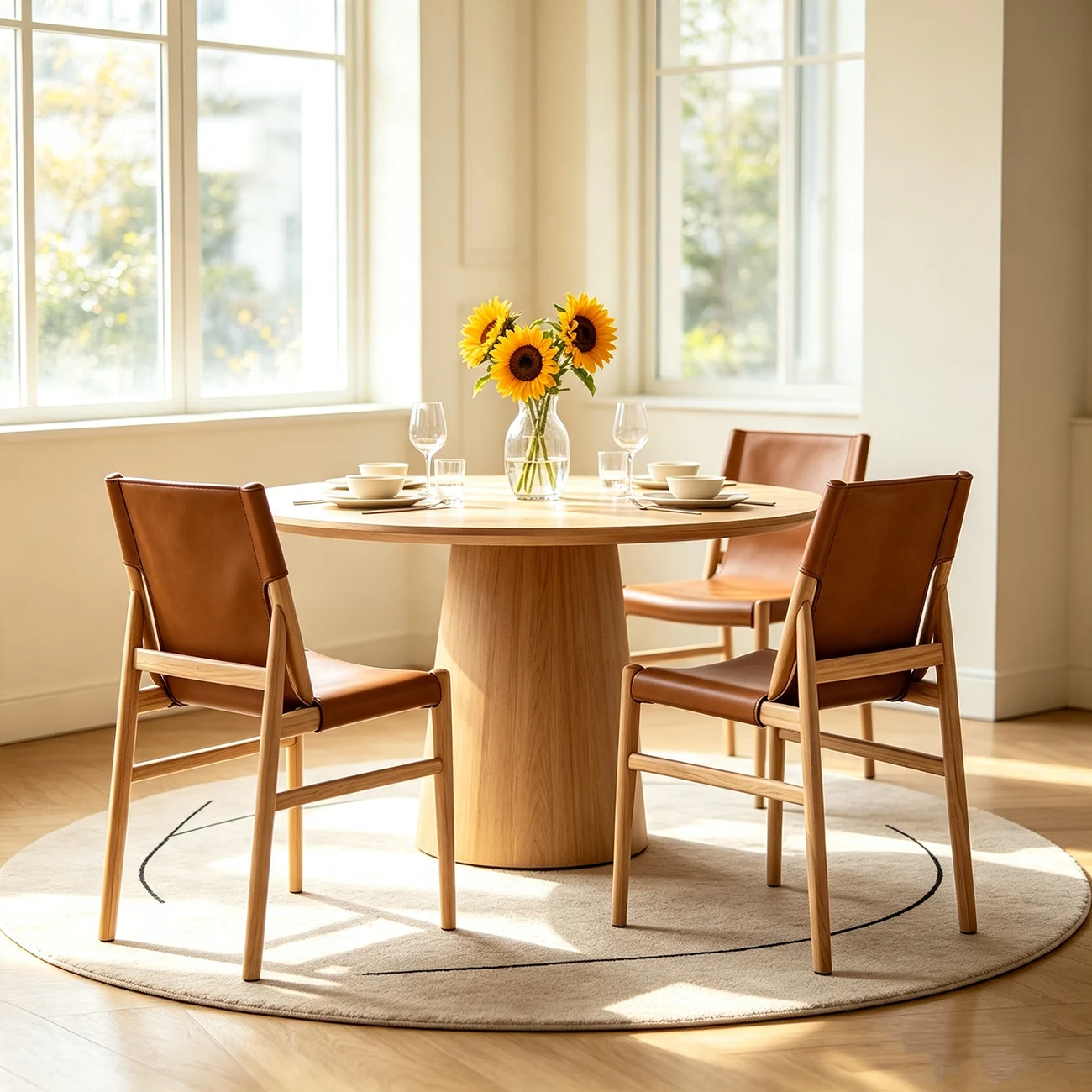 Scandinavian Saddle-style Faux Leather Solid Wood Dining Chairs Set Of 2 Image - 8 | homeyfad