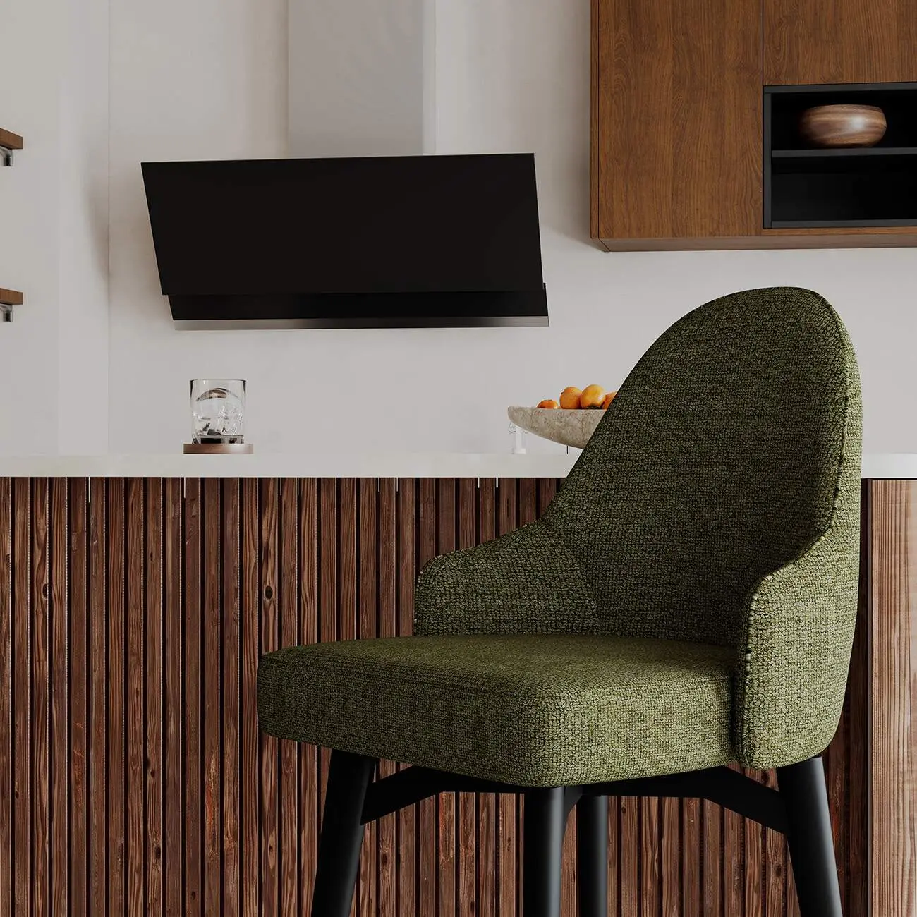 360° Swivel Modern Chenille Fabric Counter Stool Image - 7 | homeyfad