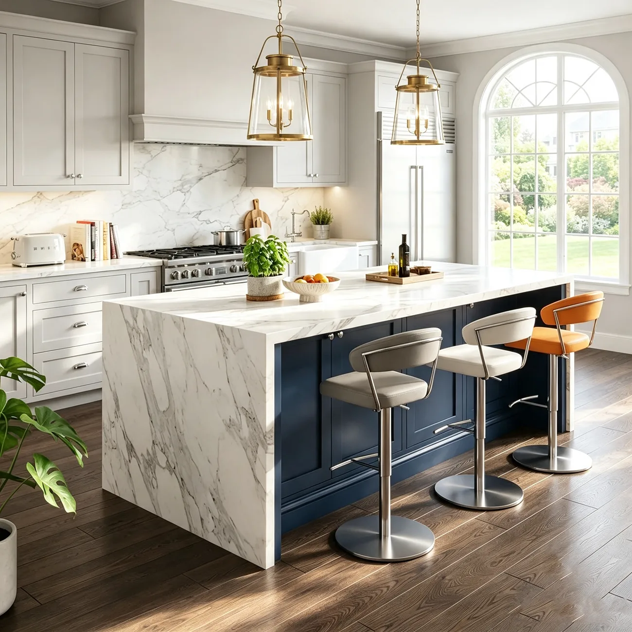 Modern Upholstered Leather Swivel Bar Stools with Adjustable Height Image - 2 | homeyfad