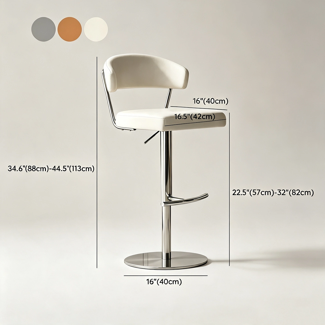 Modern Upholstered Leather Swivel Bar Stools with Adjustable Height #size | homeyfad