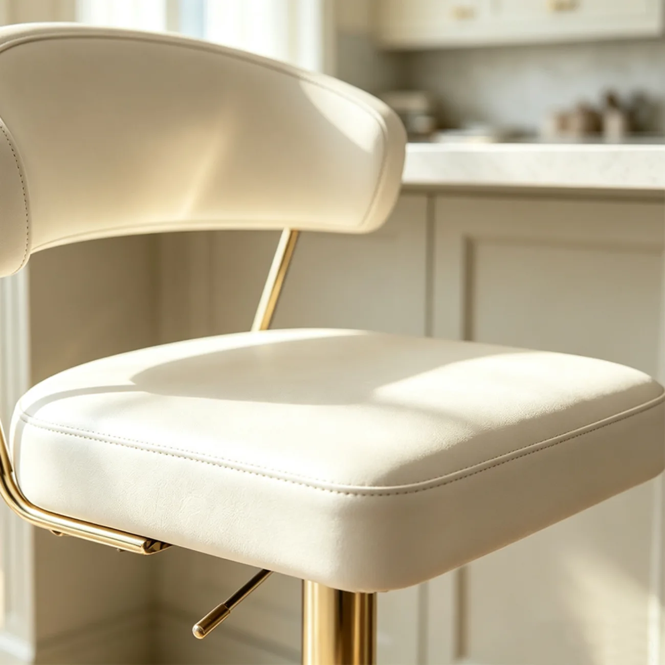 Modern Upholstered Leather Swivel Bar Stools with Adjustable Height Image - 13 | homeyfad