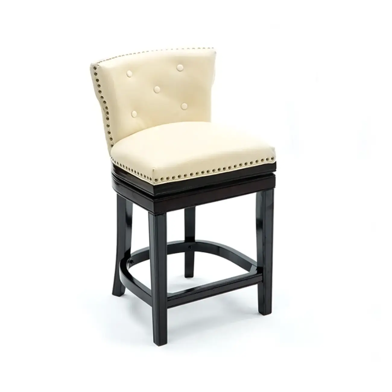 Solid Wood Genuine Leather Swivel Bar Stool Image - 35 | homeyfad