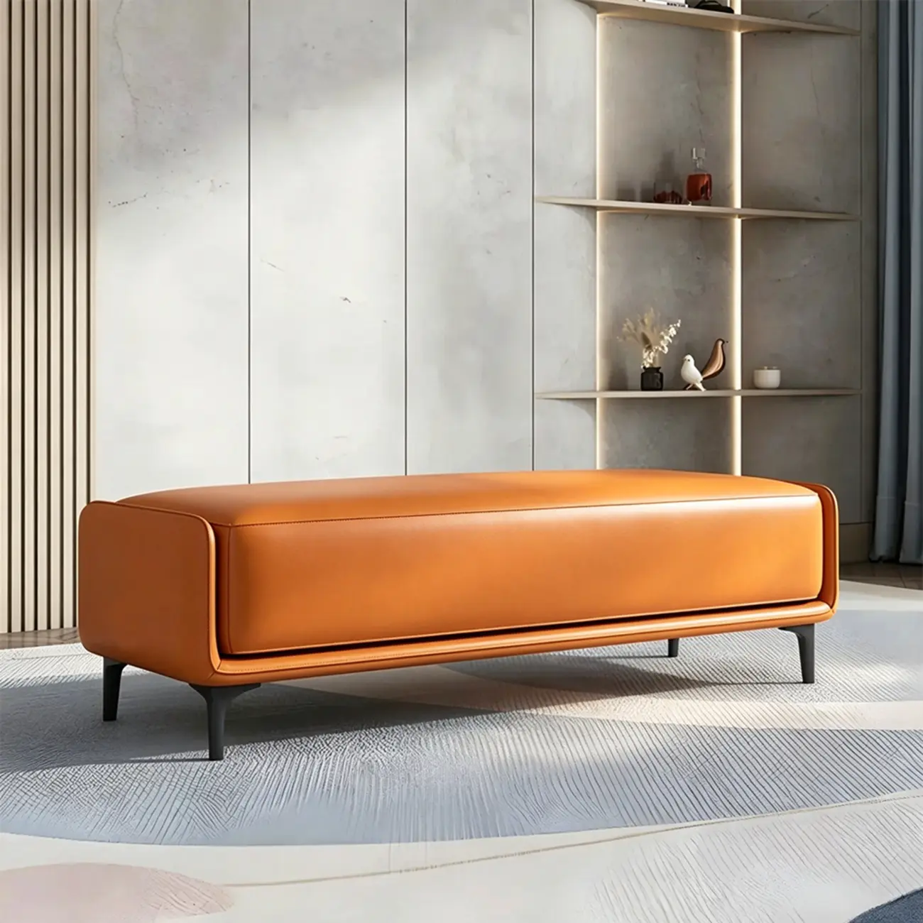 15" Wide Upholstered Rectangle Leather Bedroom Bench Image - 1 | homeyfad