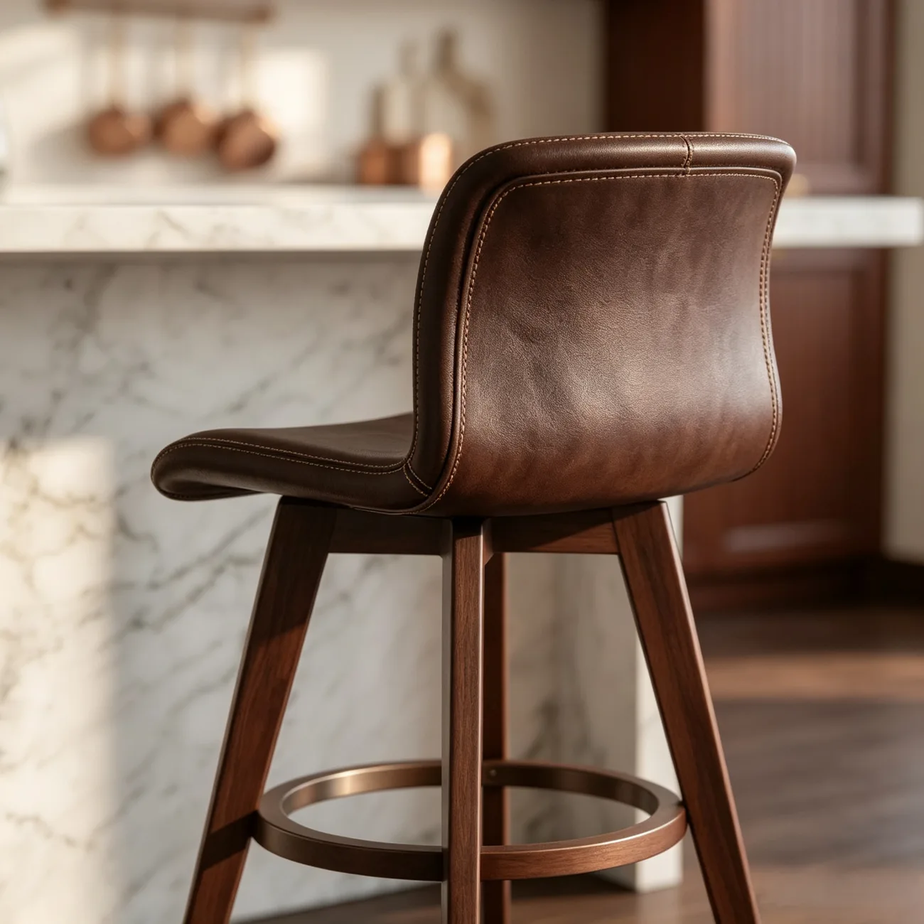 Saddle Seat Leather Counter Height Low Back Swivel Bar Stools Image - 13 | homeyfad