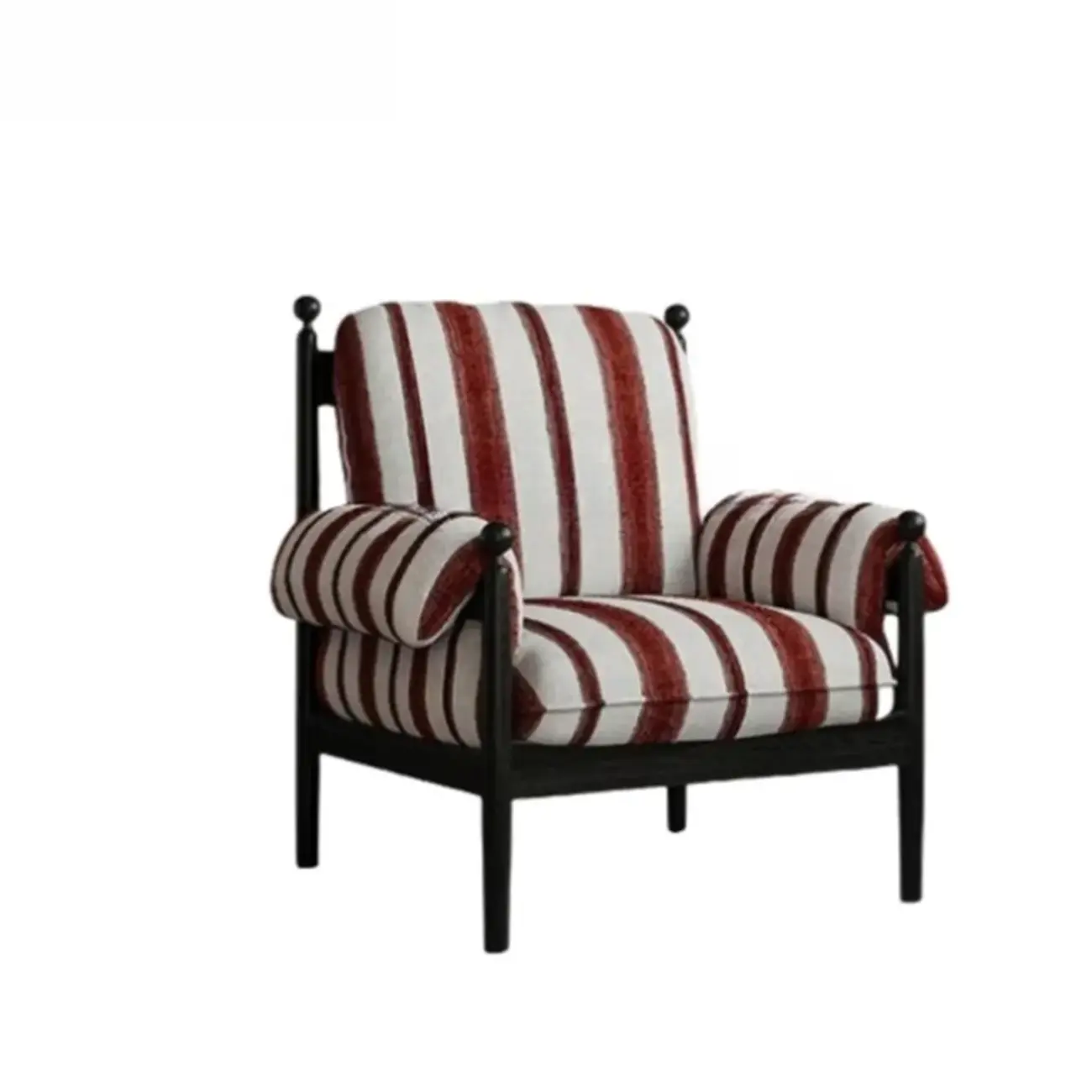 Vintage Striped Upholstered Accent Chair with Removable Cover Image - 15 | homeyfad