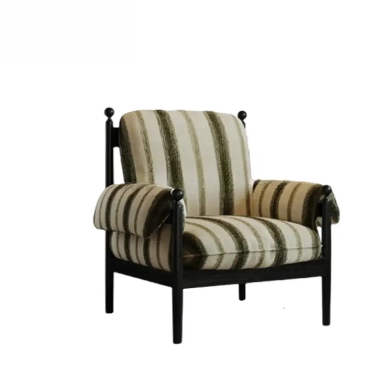 Vintage Striped Upholstered Accent Chair with Removable Cover Image - 17 | homeyfad