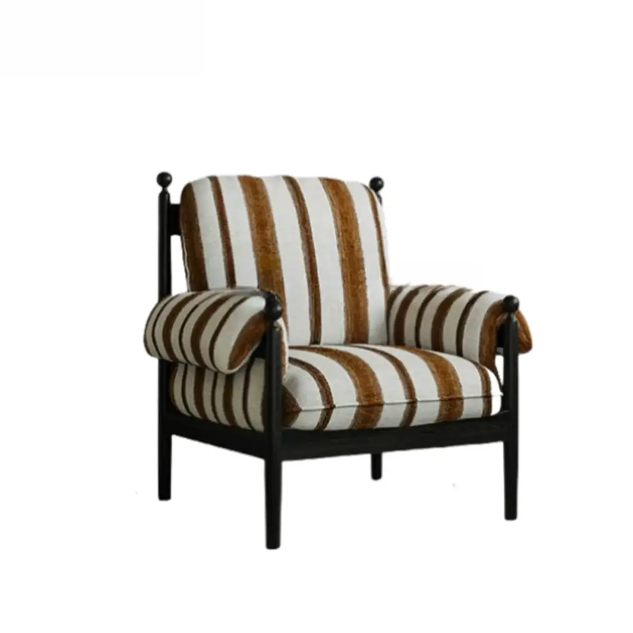 Vintage Striped Upholstered Accent Chair with Removable Cover Image - 18 | homeyfad