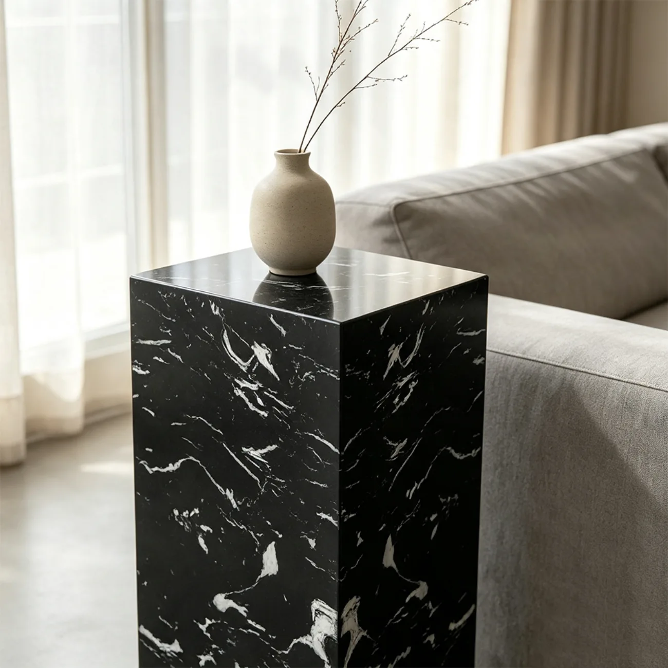 Modern Minimalist Marble Cube End Table Image - 2 | homeyfad