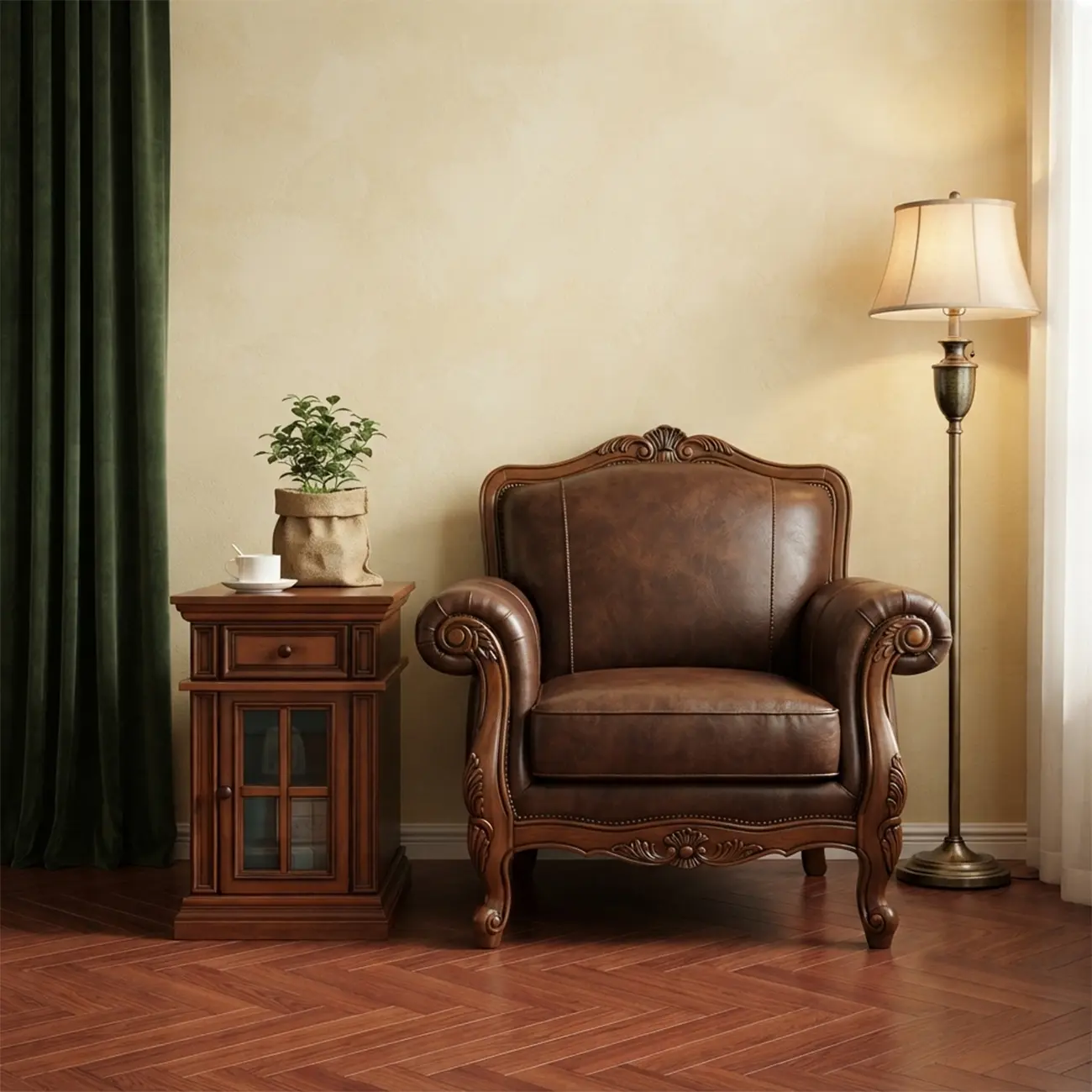 Brown Solid Wood End Table with Storage for Living Room Image - 3 | homeyfad