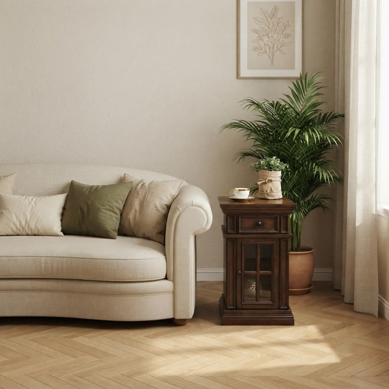 Brown Solid Wood End Table with Storage for Living Room Image - 4 | homeyfad