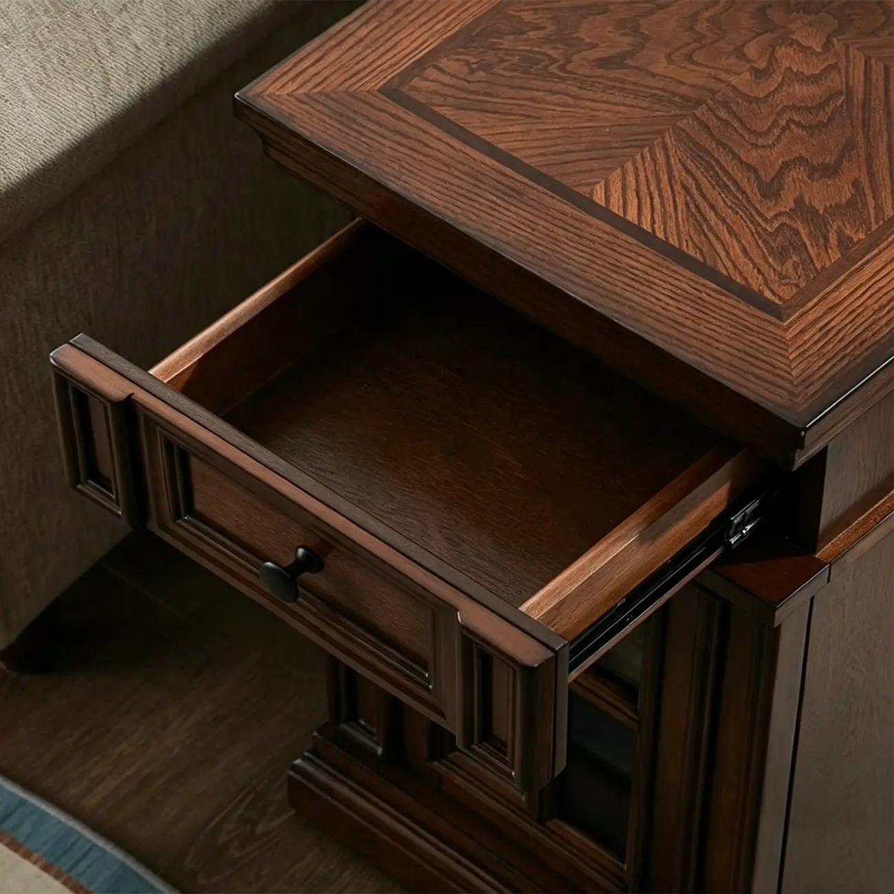 Brown Solid Wood End Table with Storage for Living Room Image - 8 | homeyfad