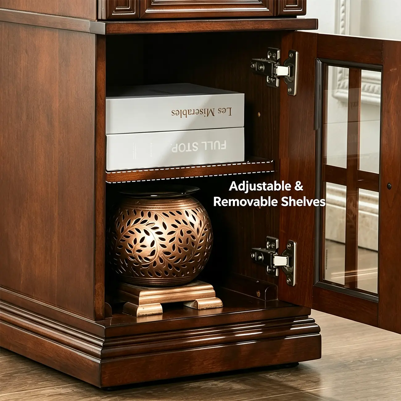 Brown Solid Wood End Table with Storage for Living Room Image - 9 | homeyfad