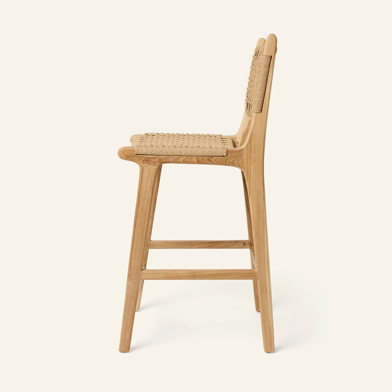 Scandinavian Solid Wood Counter Stool Woven Cord Backrest Image - 8 | homeyfad