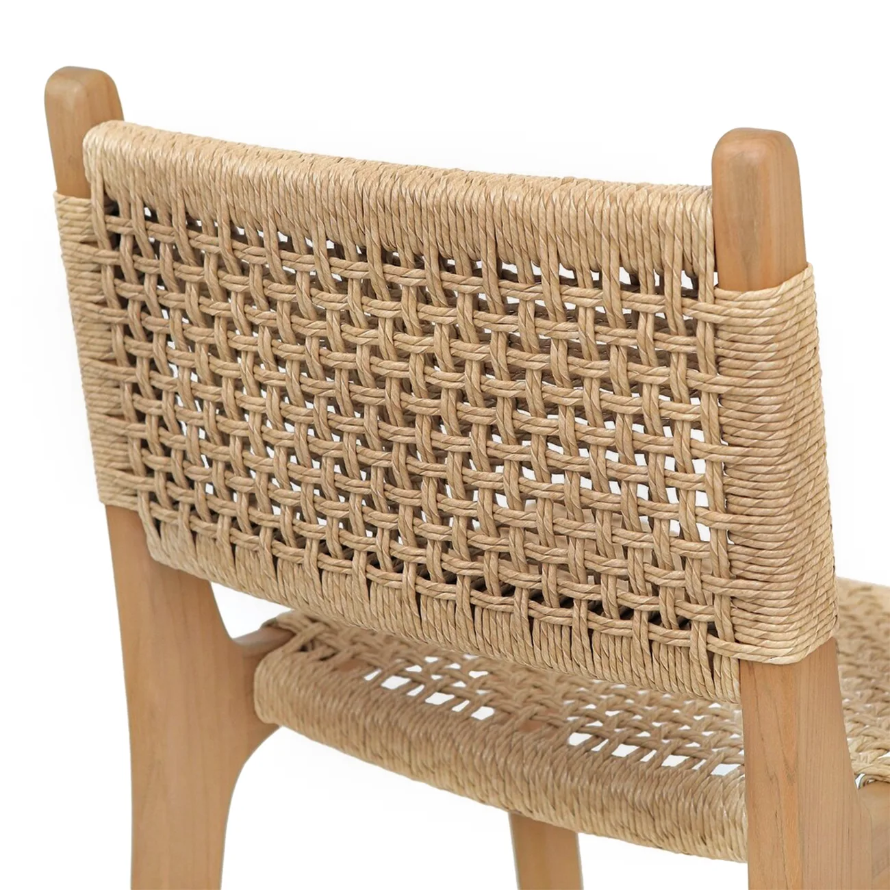 Scandinavian Solid Wood Counter Stool Woven Cord Backrest Image - 11 | homeyfad