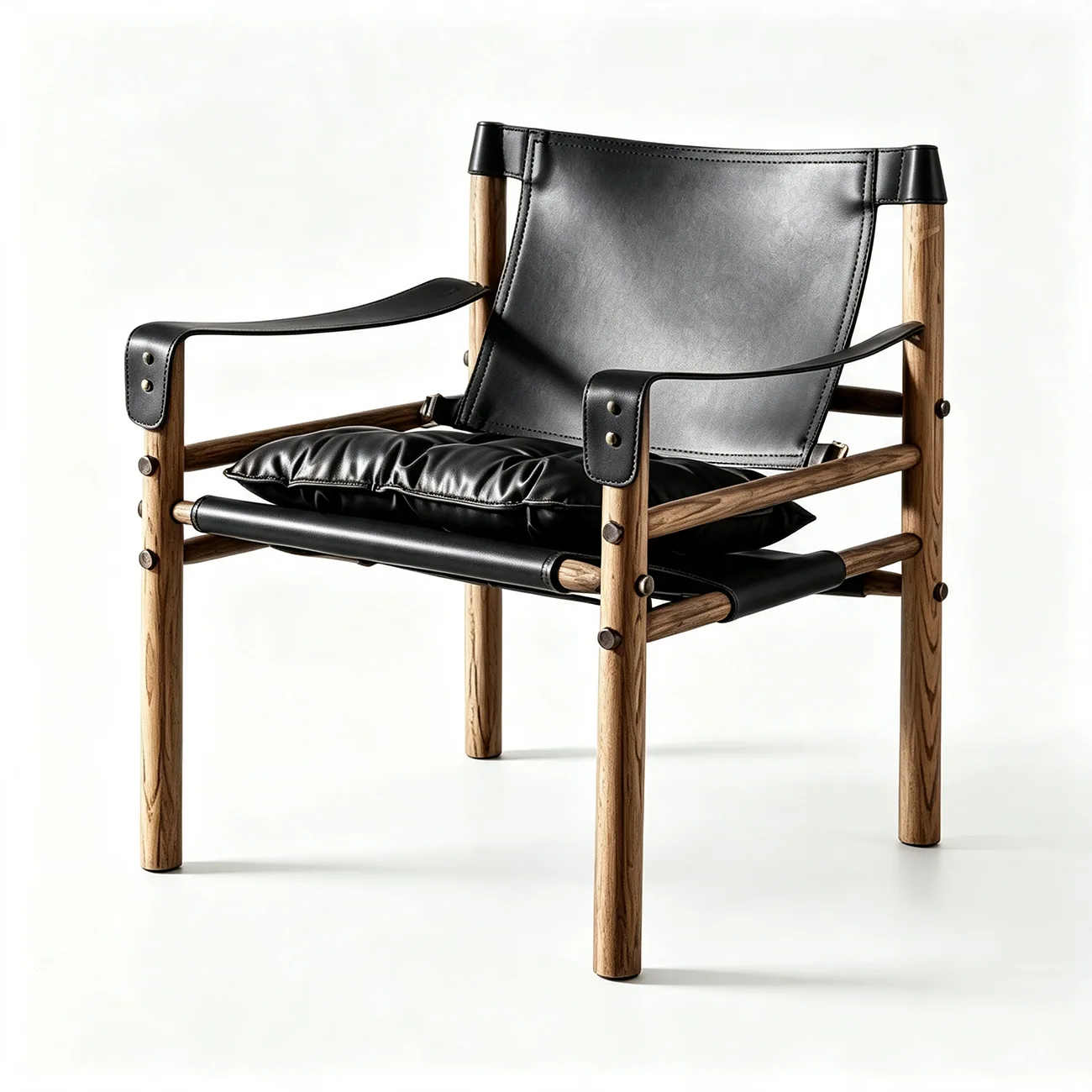 Mid-Century Modern Arm Chair Saddle Leather Living Room Image - 13 | homeyfad