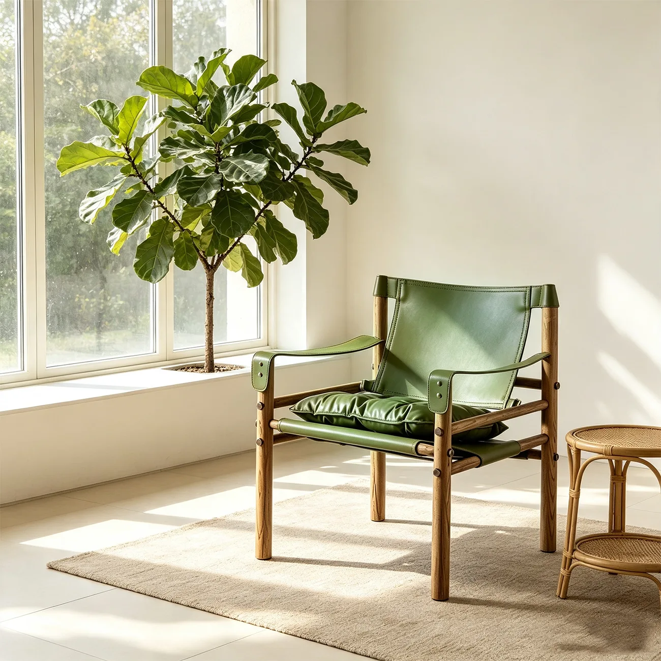 Mid-Century Modern Arm Chair Saddle Leather Living Room Image - 6 | homeyfad