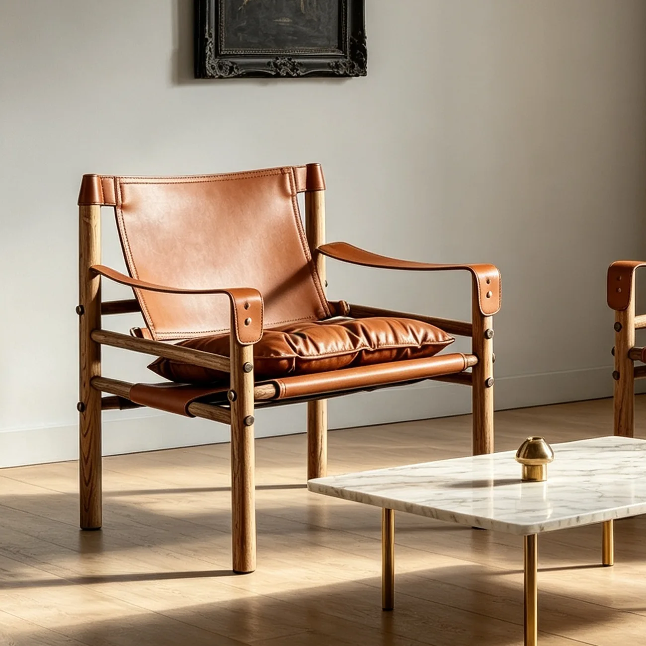 Mid-Century Modern Arm Chair Saddle Leather Living Room Image - 7 | homeyfad