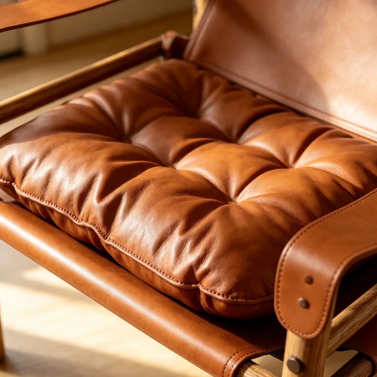 Mid-Century Modern Arm Chair Saddle Leather Living Room Image - 11 | homeyfad