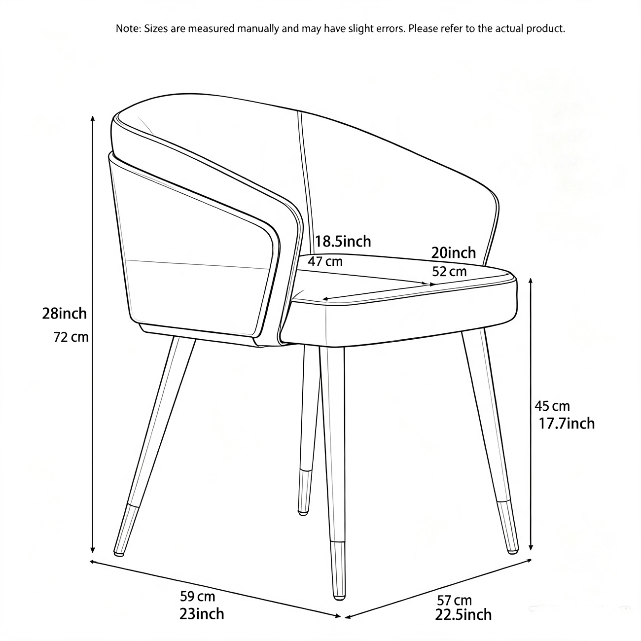 Modern Armrest Faux Leather Wood Dining Chair Low Back #size | homeyfad